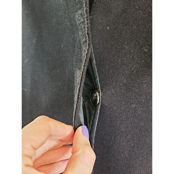 Vtg MARCONA Luxury Black Wool Trench Coat Sz 40 Hidden Button LARGE Office Siren - Picture 7 of 13